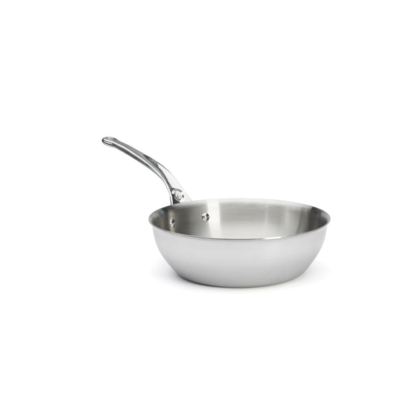 De Buyer – Affinity - Sauteuse Bombée - Inox - Argent, poêle en acier inoxydable, vue de face sur fond blanc