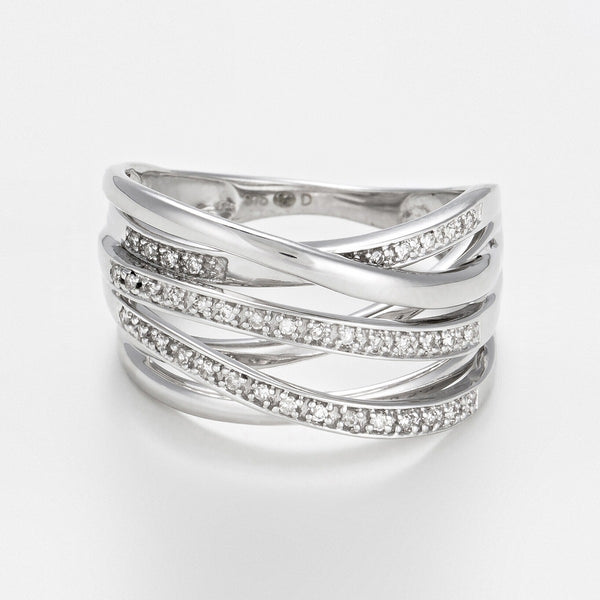 Diamanta – Bague "Méli-Mélo Scintillant" D0,12/40, bague en argent avec des diamants, vue de face