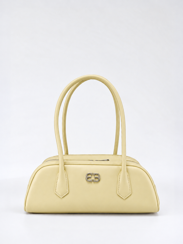 Sac Baguette En Cuir À Bandoulière Longue - Jaune Beurre