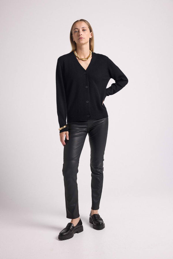 Boyfriend-Cardigan mit V-Ausschnitt Lea - Schwarz - Damen