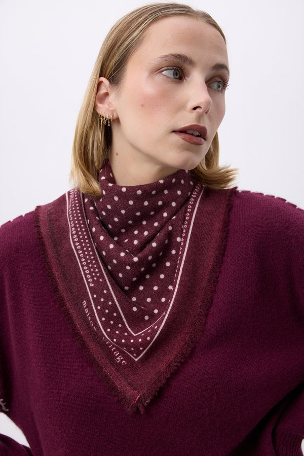 Kleines Bandana Heritage mit Punkten - Bordeaux Weiß - Damen